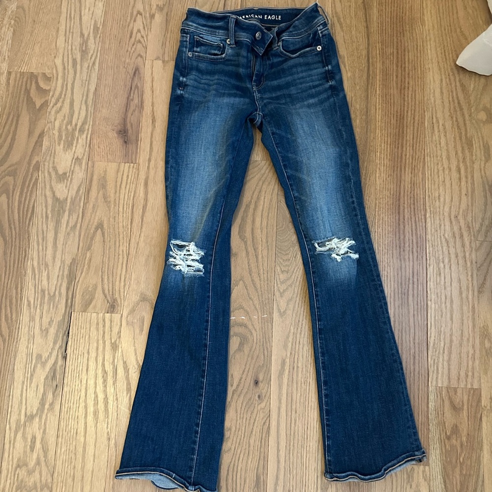 American Eagle Outfitters Women's Dark Blue Flare Jeans